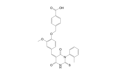 Benzoic acid, 4-[[2-methoxy-4-[[tetrahydro-1-(2-methylphenyl)-4,6-dioxo-2-thioxo-5(2H)-pyrimidinyliden]methyl]phenoxy]methyl]-