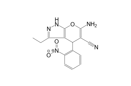 pyrano[2,3-c]pyrazole-5-carbonitrile, 6-amino-3-ethyl-1,4-dihydro-4-(2-nitrophenyl)-