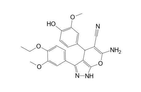 6-Amino-3-(4-ethoxy-3-methoxy-phenyl)-4-(4-hydroxy-3-methoxy-phenyl)-2,4-dihydropyrano[2,3-c]pyrazole-5-carbonitrile