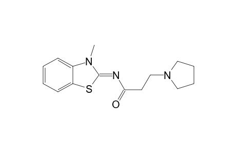 N-(3-methyl-2-benzothiazolinylidene)-3-(1-pyrrolidinyl)propionamide