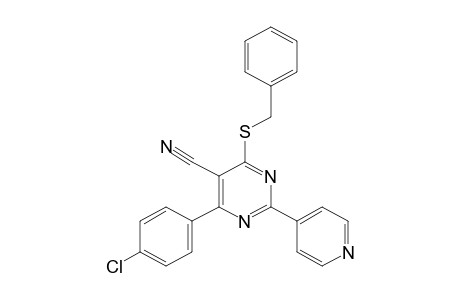 4-(BENZYLTHIO)-6-(p-CHLOROPHENYL)-2-(4-PYRIDYL)-5-PYRIMIDINECARBONITRILE