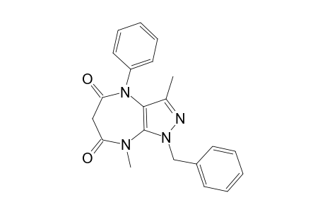 1-benzyl-1,8-dihydro-3,8-dimethyl-4-phenylpyrazolo[3,4-b][1,4]-diazepine-5,7(4H,6H)-dione