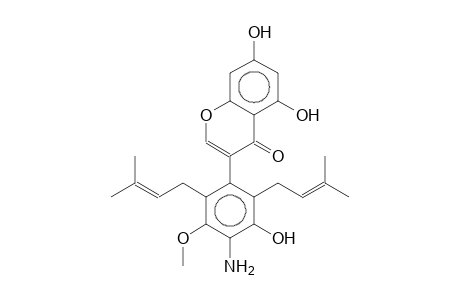 PISCERYTHRAMINE;4'-AMINO-5,7,3'-TRIHYDROXY-5'-METHOXY-2',6'-DI-(3,3-DIMETHYLALLYL)-ISOFLAVONE