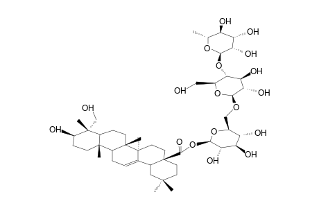 HEDERAGENIN-28-O-(alpha-L-RHAMNOPYRANOSYL(1->4)-beta-D-GLUCOPYRANOSYL(1->6)-beta-D-GLUCOPYRANOSYL)ESTER