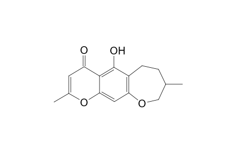 4H-Pyrano[3,2-h][1]benzoxepin-4-one, 6,7,8,9-tetrahydro-5-hydroxy-2,8-dimethyl-