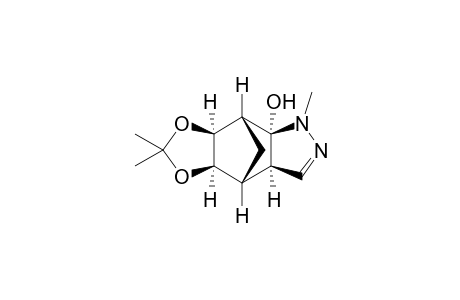 (+-)-(3aR*,4R*,5R*,6S*,7R*,7aR*)-7a-Hydroxyl-5,6-(isopropylidenedioxy)-1-methyl-3a,4,5,6,7,7a-hexahydro-4,7-methano-1H-indazole