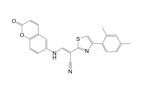 (2E)-2-[4-(2,4-dimethylphenyl)-1,3-thiazol-2-yl]-3-[(2-oxo-2H-chromen-6-yl)amino]-2-propenenitrile