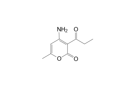 2H-Pyran-2-one, 4-amino-6-methyl-3-(1-oxopropyl)-
