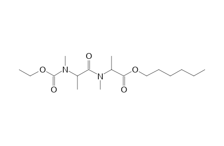 Alanylalanine, N,N'-dimethyl-N-ethoxycarbonyl-, hexyl ester