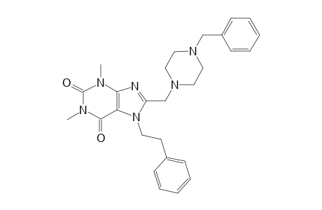 8-[(4-benzyl-1-piperazinyl)methyl]-1,3-dimethyl-7-(2-phenylethyl)-3,7-dihydro-1H-purine-2,6-dione