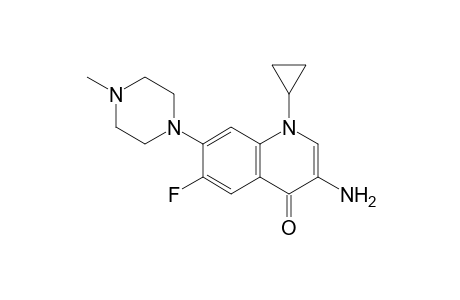 3-Amino-1-cyclopropyl-6-fluoro-7-(4-methyl-1-piperazinyl)-4-quinolinone