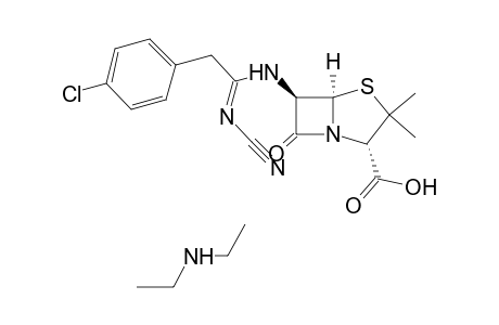 6-{[2-(p-chlorophenyl)-N-cyanoacetimidoyl]amino}-3,3-dimethyl-7-oxo-4-thia-1-azabicyclo[3,2,0]heptane-2-carboxylic acid, compound with diethylamine(1:1)