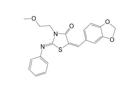 (2Z,5E)-5-(1,3-benzodioxol-5-ylmethylene)-3-(2-methoxyethyl)-2-(phenylimino)-1,3-thiazolidin-4-one