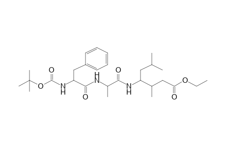 Heptanoic acid, (3RS,4S)-4-[(t-butoxycarbonyl-(R)-phenylalanyl-(S)-alanyl)amino]-3,6-dimethyl-, ethyl ester