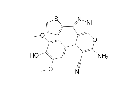 6-Amino-4-(4-hydroxy-3,5-dimethoxy-phenyl)-3-(2-thienyl)-2,4-dihydropyrano[2,3-c]pyrazole-5-carbonitrile