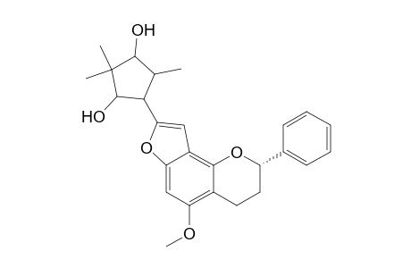 (2S)-8-(2,4-dihydroxy-3,3,5-trimethylcyclopentyl)-3,4-dihydro-5-methoxy-2-phenyl-2H-furo(2,3-h)-1-benzopyran