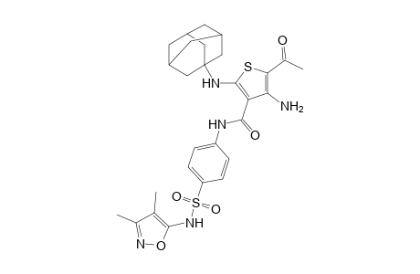 5-Acetyl-2-(adamantylamino)-4-amino-N-(4-{[(3,4-dimethylisoxazol-5-yl)amino] sulfonyl}phenyl) thiophene-3-carboxamide