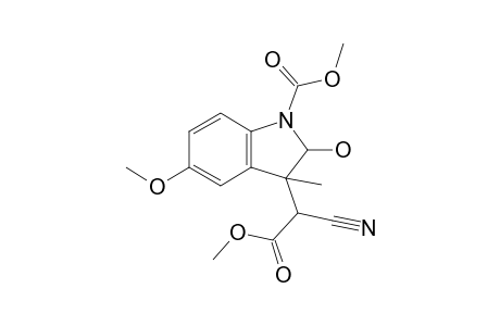 3-(1-Cyano-2-keto-2-methoxy-ethyl)-2-hydroxy-5-methoxy-3-methyl-indoline-1-carboxylic acid methyl ester