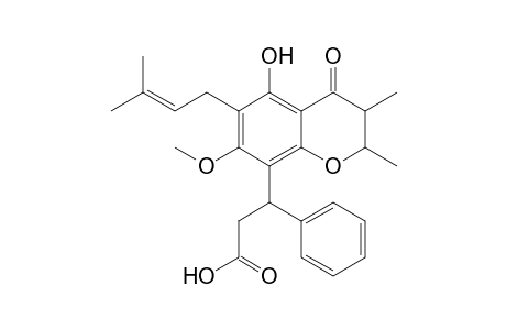 3-[5-hydroxy-4-keto-7-methoxy-2,3-dimethyl-6-(3-methylbut-2-enyl)chroman-8-yl]-3-phenyl-propionic acid