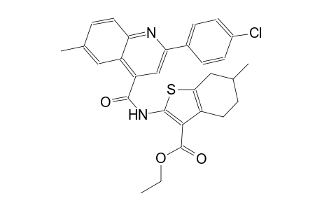 ethyl 2-({[2-(4-chlorophenyl)-6-methyl-4-quinolinyl]carbonyl}amino)-6-methyl-4,5,6,7-tetrahydro-1-benzothiophene-3-carboxylate