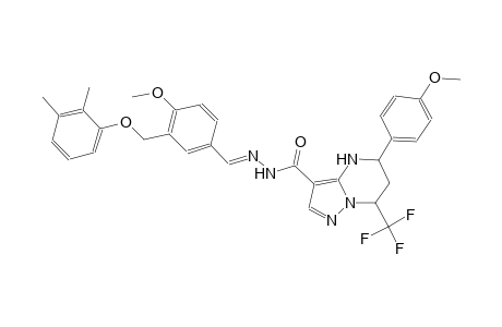 N'-((E)-{3-[(2,3-dimethylphenoxy)methyl]-4-methoxyphenyl}methylidene)-5-(4-methoxyphenyl)-7-(trifluoromethyl)-4,5,6,7-tetrahydropyrazolo[1,5-a]pyrimidine-3-carbohydrazide