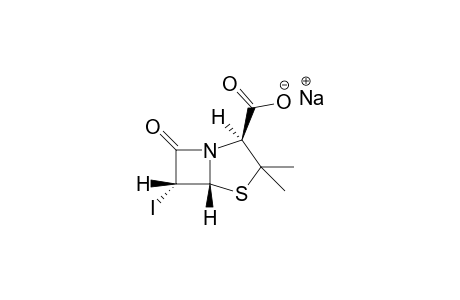 3,3-dimethyl-6 beta-iodo-7-oxo-4-thia-1-azabicyclo[3.2.0]heptane-2-carboxylic acid, sodium salt