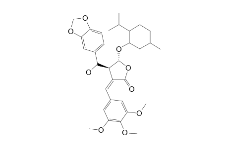 (-)-(4R,5R)-3-(3'',4'',5''-trimethoxybenzylidene)-4-(3',4'-methylenedioxy-.alpha.-hydroxybenzyl)-5-(1-menthyloxy)butyroactone