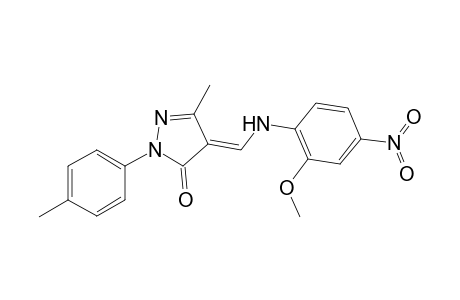 3H-pyrazol-3-one, 2,4-dihydro-4-[[(2-methoxy-4-nitrophenyl)amino]methylene]-5-methyl-2-(4-methylphenyl)-, (4E)-