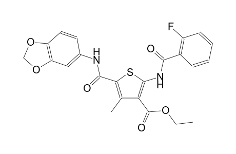 ethyl 5-[(1,3-benzodioxol-5-ylamino)carbonyl]-2-[(2-fluorobenzoyl)amino]-4-methyl-3-thiophenecarboxylate