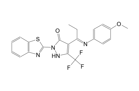 2-(1,3-benzothiazol-2-yl)-4-[(1E)-N-(4-methoxyphenyl)propanimidoyl]-5-(trifluoromethyl)-1,2-dihydro-3H-pyrazol-3-one