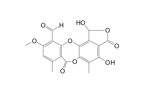 1,3-dihydro-1,4-dihydroxy-10-methoxy-5,8-dimethyl-3,7-dioxo-7H-isobenzofuro[4,5-b][1,4]benzodioxapin-11-carboxaldehyde