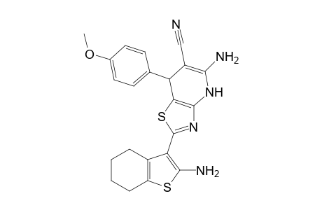 5-Amino-2-(2-amino-4,5,6,7-tetrahydrobenzo[b]thiophen-3-yl)-7-(4-methoxyphenyl)-4,7-dihydrothiazolo[4,5-b]pyridine-6-carbonitrile