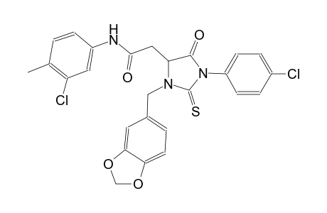 2-[3-(1,3-benzodioxol-5-ylmethyl)-1-(4-chlorophenyl)-5-oxo-2-thioxo-4-imidazolidinyl]-N-(3-chloro-4-methylphenyl)acetamide