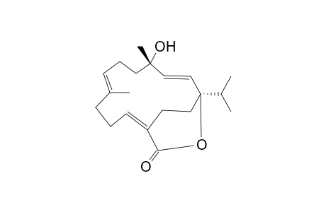 LAEVIGATLACTONE_B;(1-R*,2-E,4-S*,7-E,11-Z)-1-ISOPROPYL-4-HYDROXY-4,8-DIMETHYL-21-OXABICYCLO-[10.2.2]-HEXADECA-2,7,11-TRIEN-20-ONE