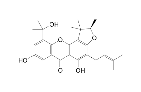 SCORTECHINONE_U;1,7-DIHYDROXY-5-(2'-HYDROXYISOPROPYL)-2-(3-METHYLBUTYL-2-ENYL)-4'',4'',5''-TRIMETHYLFURANO-(2'',3'':3,4)-XANTHONE