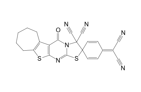 3-(4',4'-Dicyanomethylene-cyclohexa[a]-2,5-dienyl)-4-oxo-6,7,8,9-tetradihydro-5H-cyclohepta[4,5][1,3]thiazolo[3,2-a]thieno[2,3-d]pyrimidin-2-ylidene-2-dicarbonitrile