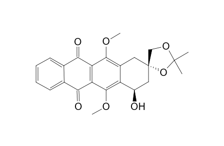 9,1'-O-ISOPROPYLIDENE-DERIVATE-OF-(7R,9S)-7,9-DIHYDROXY-9-HYDROXYMETHYL-6,11-DIMETHOXY-7,8,9,10-TETRAHYDRONAPHTHACENE-5,12-DIONE