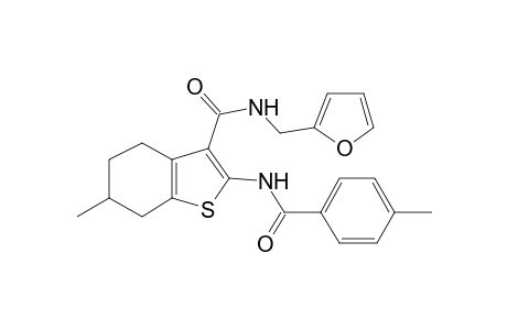 N-(2-Furylmethyl)-6-methyl-2-[(4-methylbenzoyl)amino]-4,5,6,7-tetrahydro-1-benzothiophene-3-carboxamide