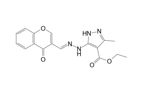 3-methyl-5-{[(4-oxo-4H-1-benzopyran-3-yl)methylene]hydrazino}pyrazole-4-carboxylic acid, ethyl ester