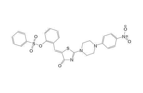 2-[(Z)-(2-[4-(4-nitrophenyl)-1-piperazinyl]-4-oxo-1,3-thiazol-5(4H)-ylidene)methyl]phenyl benzenesulfonate