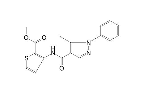 3-(5-methyl-1-phenylpyrazole-4-carboxamido)-2-thiophenecarboxylic acid, methyl ester