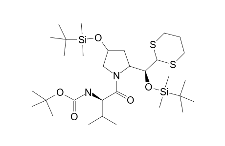 t-Butoxycarbonyl-L-valyl-(2R)-2,5-bis[(t-butyl)dimethylsilyloxy]-homoprolinal - trimethylene dithioacetal