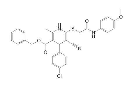 3-Pyridinecarboxylic acid, 4-(4-chlorophenyl)-5-cyano-1,4-dihydro-6-[[2-[(4-methoxyphenyl)amino]-2-oxoethyl]thio]-2-methyl-, phenylmethyl ester