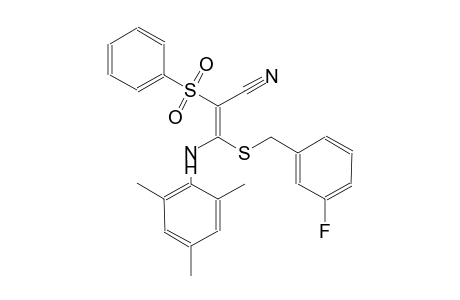 2-propenenitrile, 3-[[(3-fluorophenyl)methyl]thio]-2-(phenylsulfonyl)-3-[(2,4,6-trimethylphenyl)amino]-, (2E)-