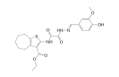 ethyl 2-{[[(2E)-2-(4-hydroxy-3-methoxybenzylidene)hydrazino](oxo)acetyl]amino}-5,6,7,8-tetrahydro-4H-cyclohepta[b]thiophene-3-carboxylate