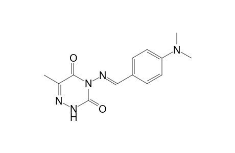 4-{[p-(dimethylamino)benzylidene]amino}-6-methyl-as-triazine-3,5(2H,4H)-dione