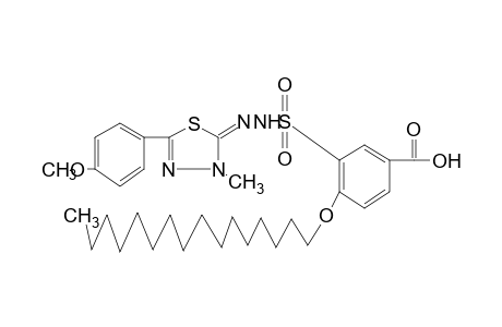 4-(hexadecyloxy)-3-sulfobenzoic acid, 3-{[2-(p-methoxyphenyl)-4-methyl-delta square-1,3,4-thiadiazolin-5-ylidene]hydrazide}