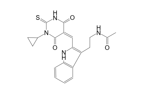 N-(2-{2-[(Z)-(1-cyclopropyl-4,6-dioxo-2-thioxotetrahydro-5(2H)-pyrimidinylidene)methyl]-1H-indol-3-yl}ethyl)acetamide