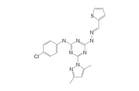 4-N-(4-chlorophenyl)-6-(3,5-dimethylpyrazol-1-yl)-2-N-[(E)-thiophen-2-ylmethylideneamino]-1,3,5-triazine-2,4-diamine