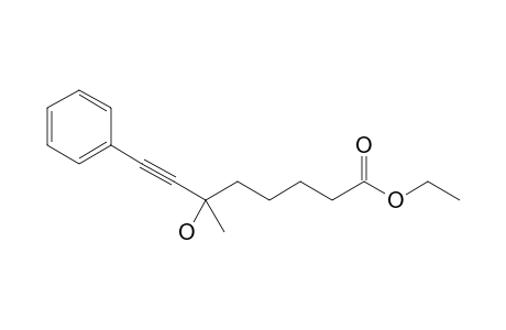 6-Hydroxy-6-methyl-8-phenyl-7-octynoic acid ethyl ester